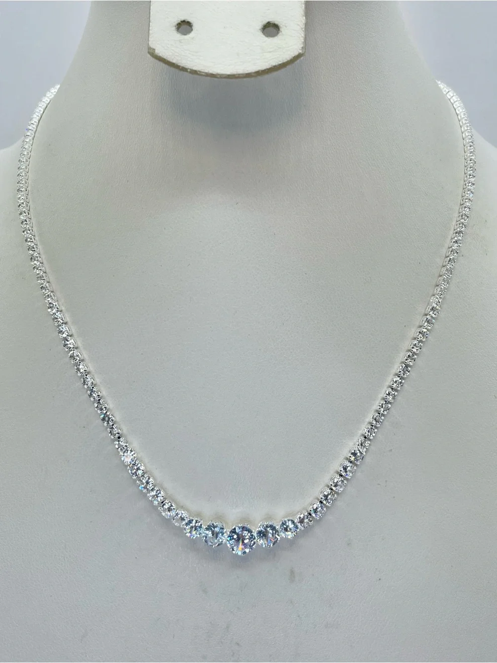 Swarovski Crystal Elements White Crystal Tennis Necklace Bridal Formal